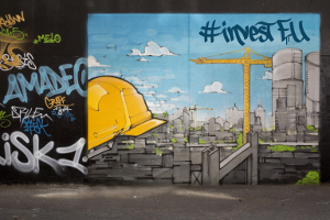 Die Investitionsbemühungen der EU werden auch von Graffitikünstlern aufgegriffen.
